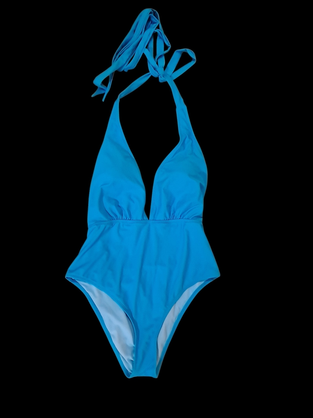 Bright Blue Halter One-Piece Swimsuit